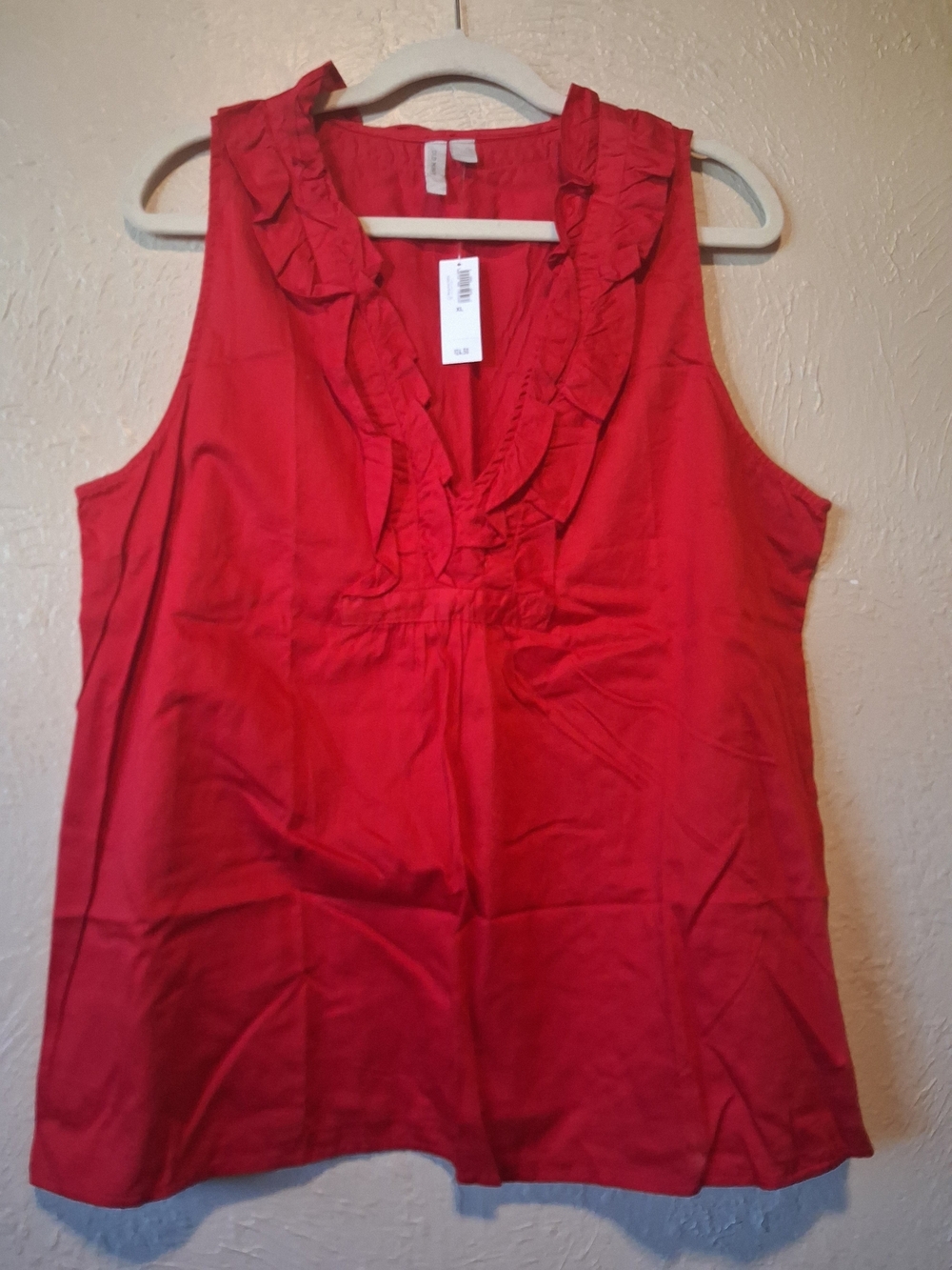 Old Navy Red Ruffle V-Neck Sleeveless Blouse